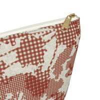 Floral Plaid Accessory Pouch w T-bottom in Red